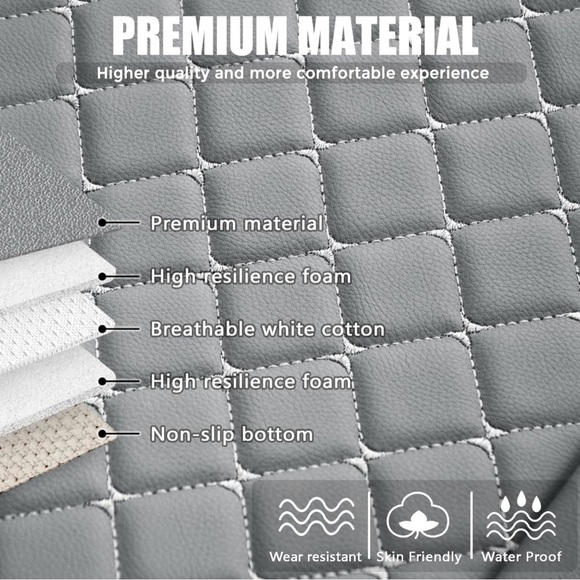 New 2Pcs Car Front Seat Cover Bottom PU Leather Cushion Protector/ Gray - Picture 2 of 9